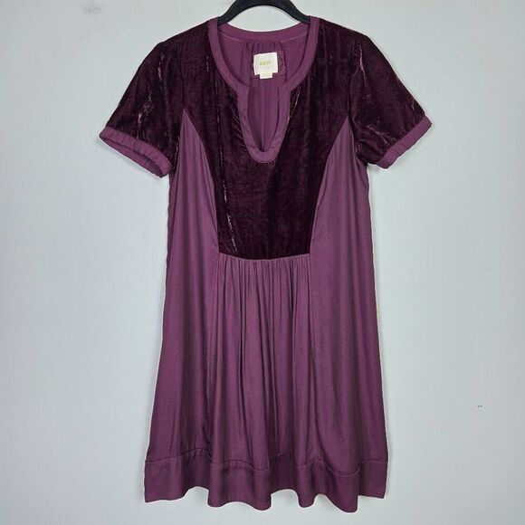 Maeve Womens Ingrid Velvet Dress Sz Small Burgundy Knee Length Fairy Witchy Boho - Picture 1 of 8